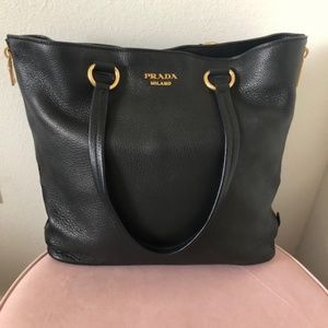 Authentic PRADA Vitello Daino Side Zip Tote